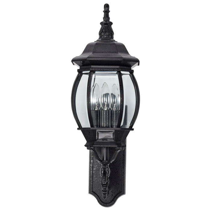 Central Park Three Light Outdoor Wall Lantern in Textured Black