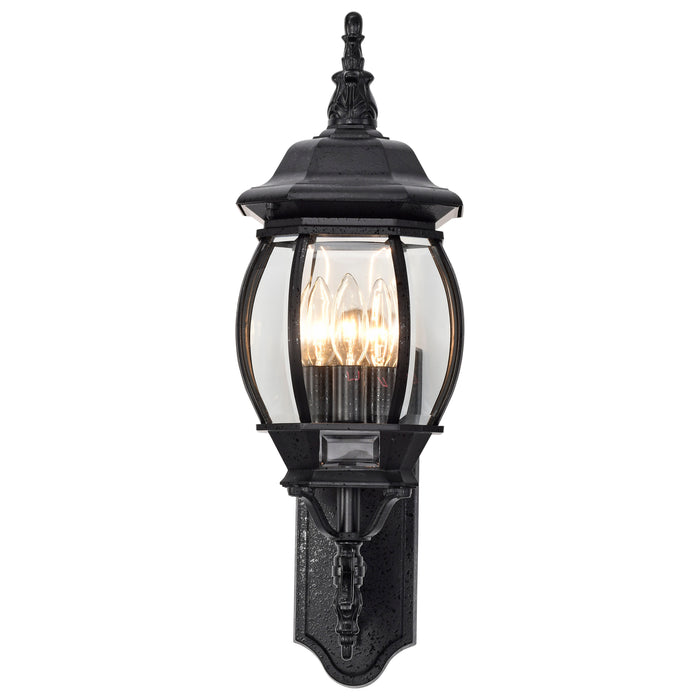 Central Park Three Light Outdoor Wall Lantern in Textured Black