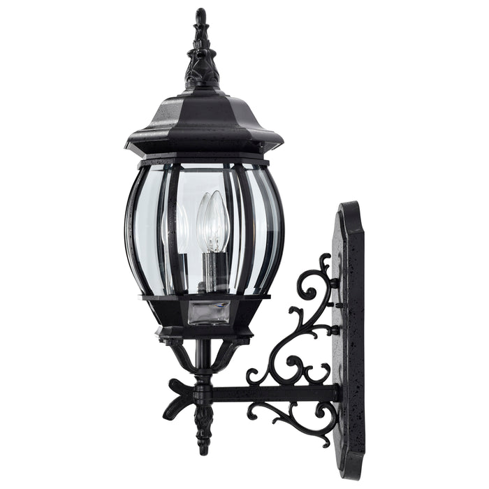 Central Park Three Light Outdoor Wall Lantern in Textured Black