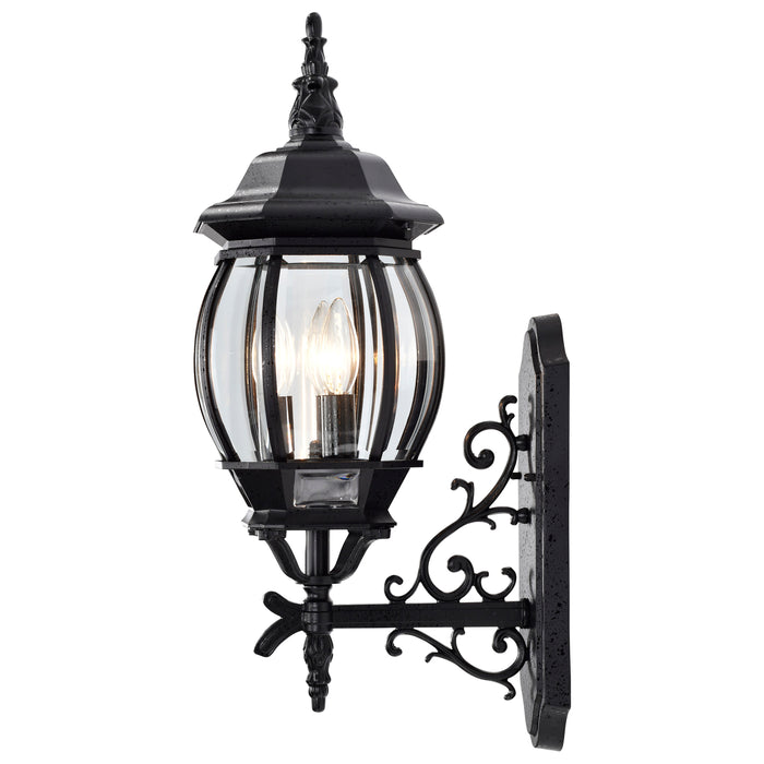 Central Park Three Light Outdoor Wall Lantern in Textured Black