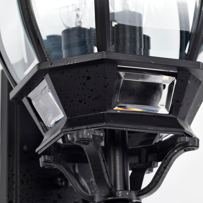 Central Park Three Light Outdoor Wall Lantern in Textured Black