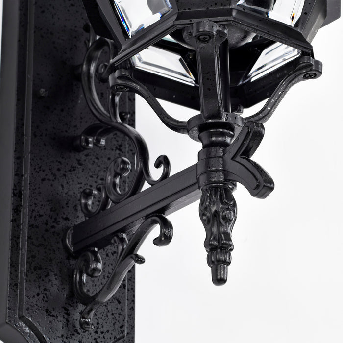 Central Park Three Light Outdoor Wall Lantern in Textured Black