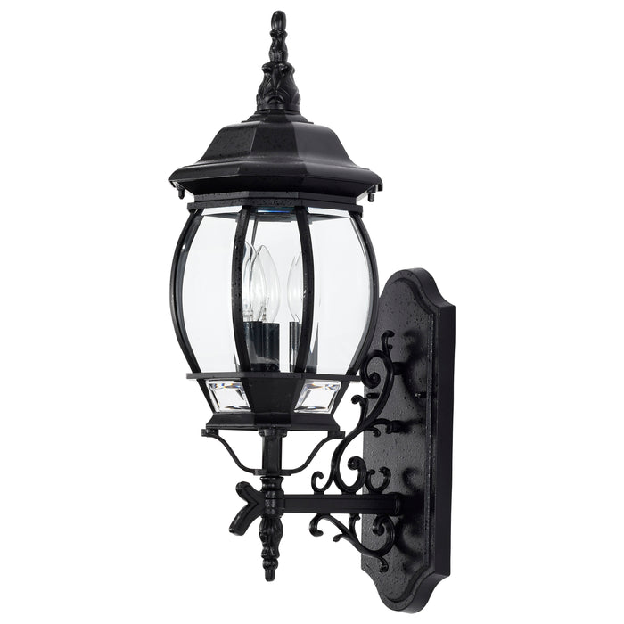 Central Park Three Light Outdoor Wall Lantern in Textured Black