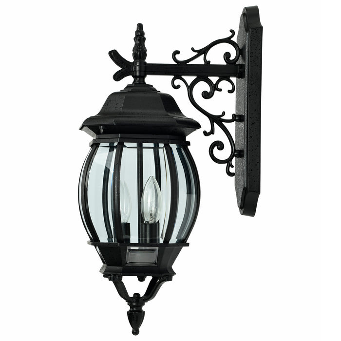 Central Park Three Light Outdoor Wall Lantern in Textured Black