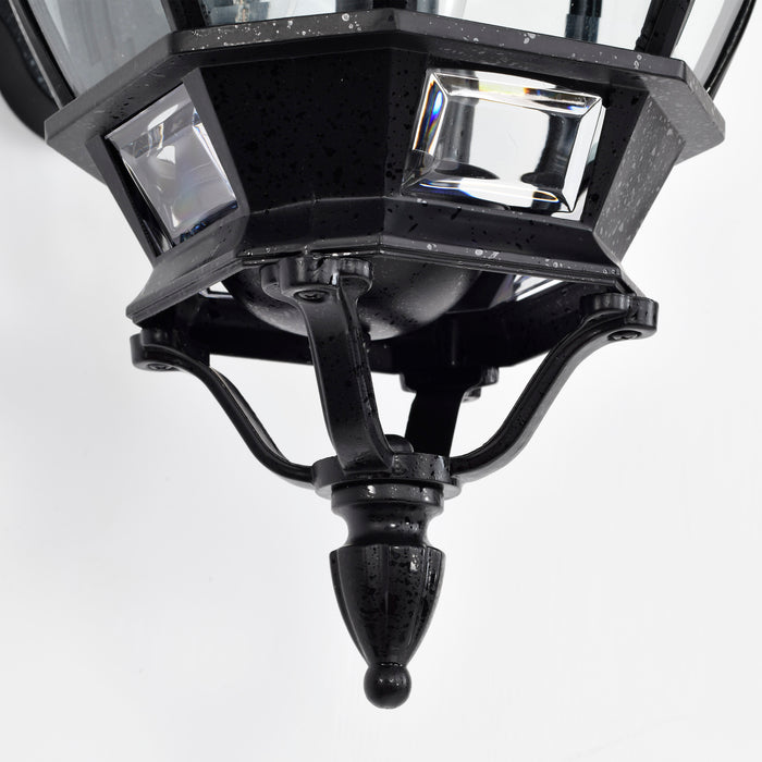 Central Park Three Light Outdoor Wall Lantern in Textured Black