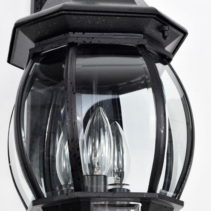 Central Park Three Light Outdoor Wall Lantern in Textured Black