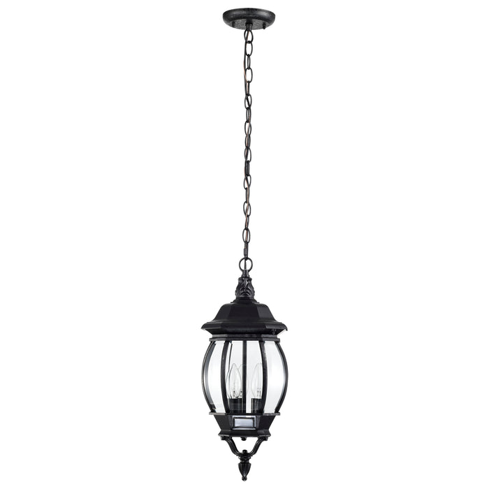 Central Park Three Light Hangng Lantern in Textured Black