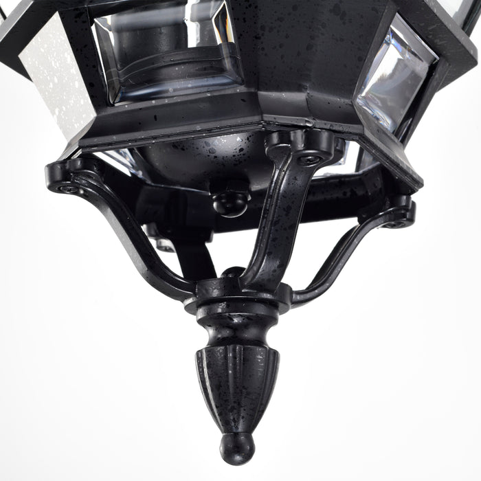 Central Park Three Light Hangng Lantern in Textured Black