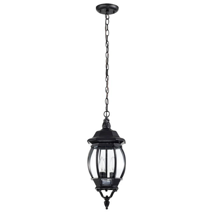 Central Park Three Light Hangng Lantern in Textured Black