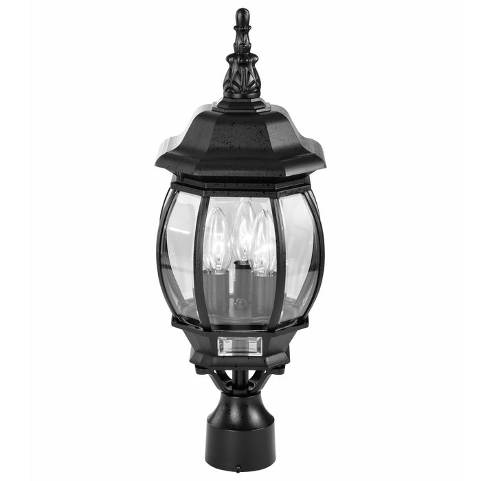 Central Park Three Light Post Lantern in Textured Black