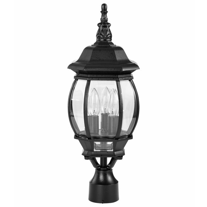 Central Park Three Light Post Lantern in Textured Black