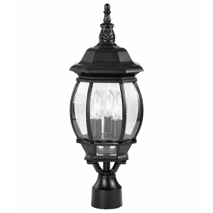 Central Park Three Light Post Lantern in Textured Black