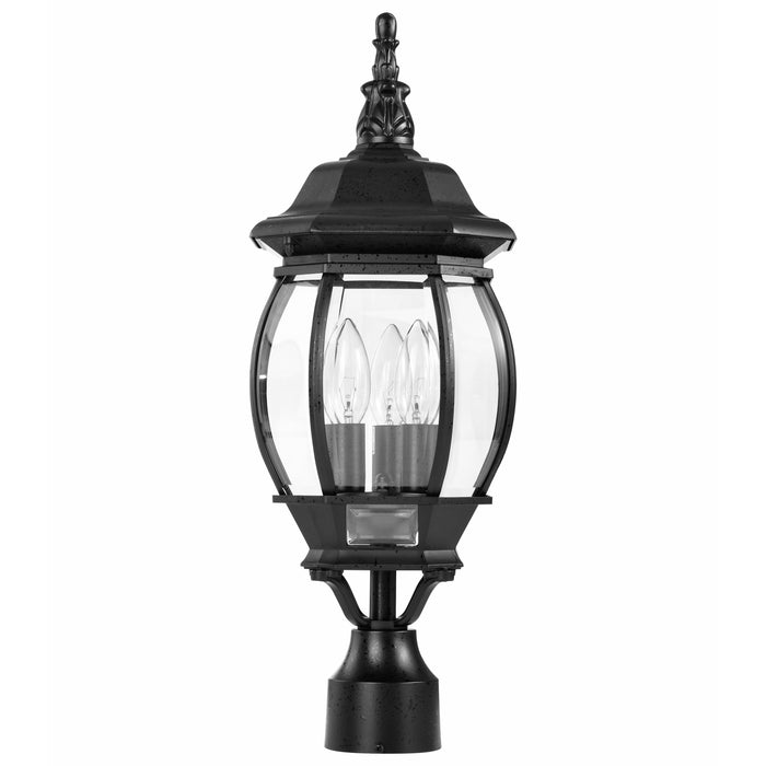 Central Park Three Light Post Lantern in Textured Black