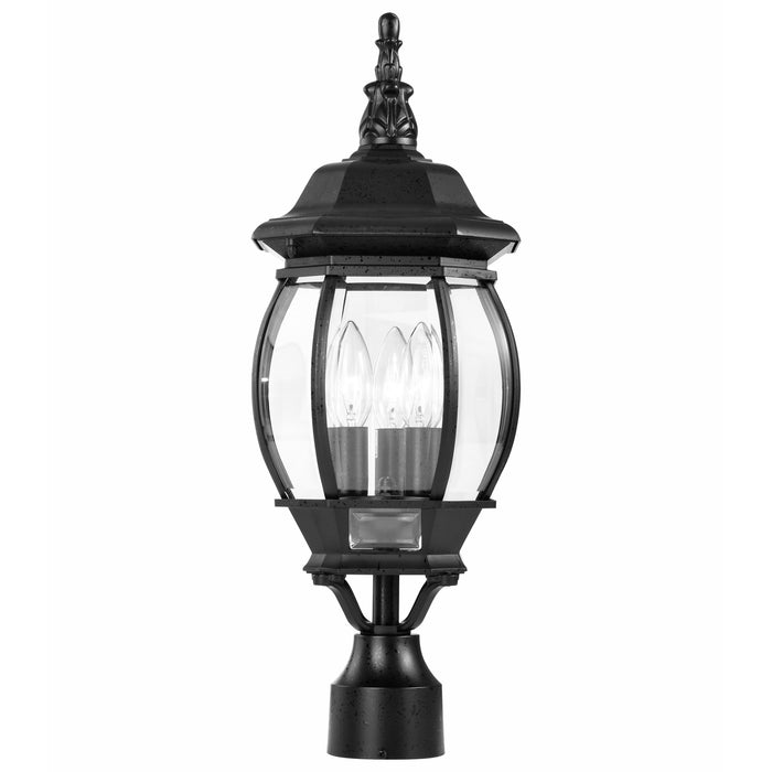 Central Park Three Light Post Lantern in Textured Black