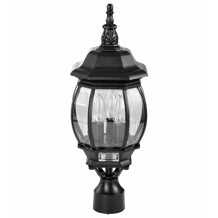 Central Park Three Light Post Lantern in Textured Black