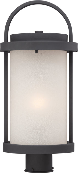 Willis LED Outdoor Post Mount in Textured Black / Antique White Glass