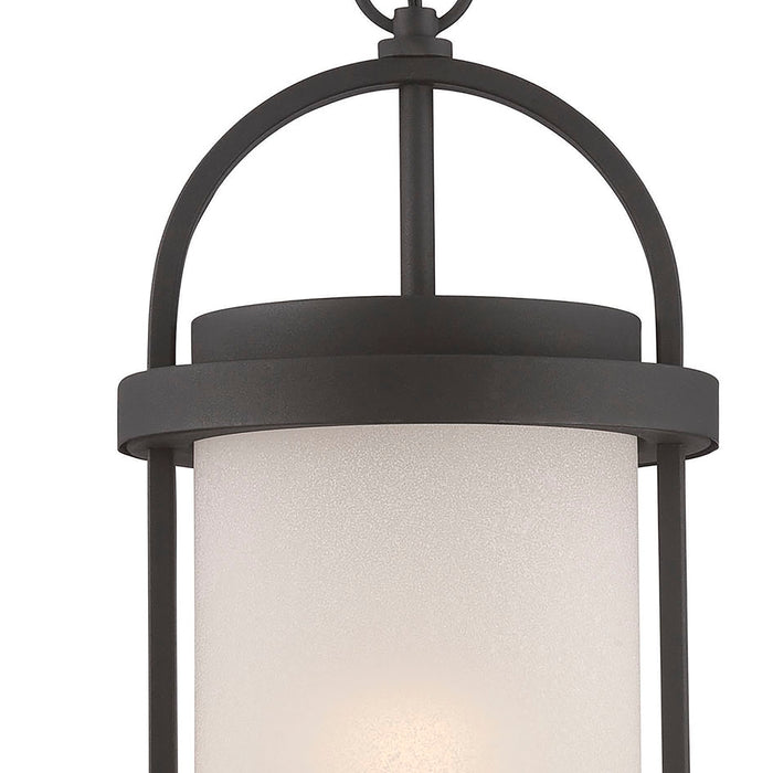 Willis LED Outdoor Hanging Lantern in Textured Black / Antique White Glass