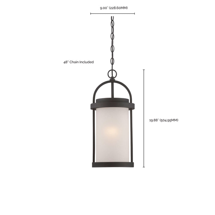 Willis LED Outdoor Hanging Lantern in Textured Black / Antique White Glass