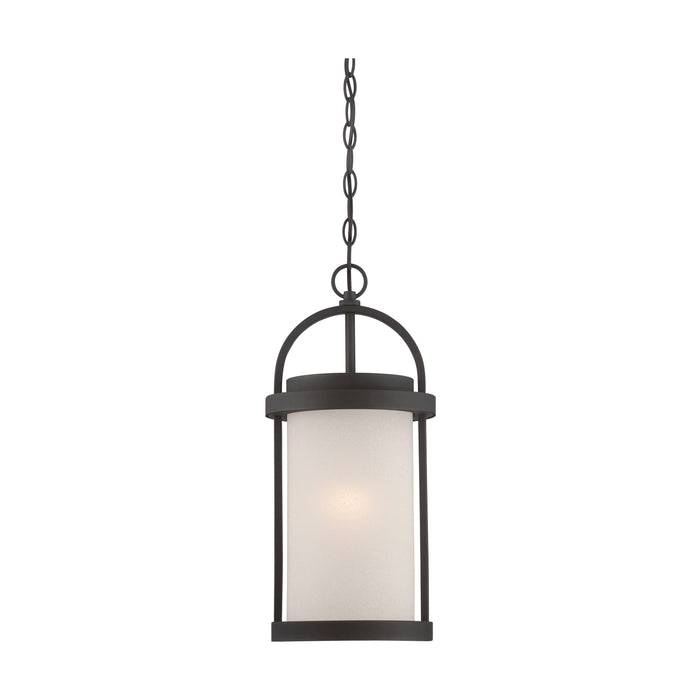 Willis LED Outdoor Hanging Lantern in Textured Black / Antique White Glass