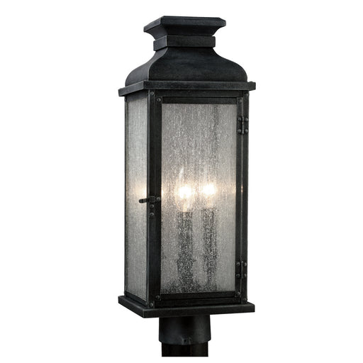 Myhouse Lighting Visual Comfort Studio - OL11107DWZ - Three Light Post Lantern - Pediment - Dark Weathered Zinc