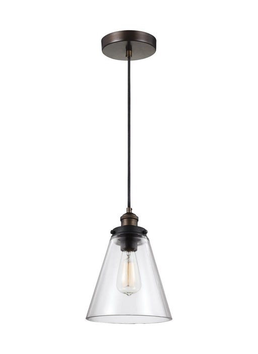 Myhouse Lighting Visual Comfort Studio - P1347PAGB/DWZ - One Light Pendant - Baskin - Painted Aged Brass / Dark Weathered Zinc