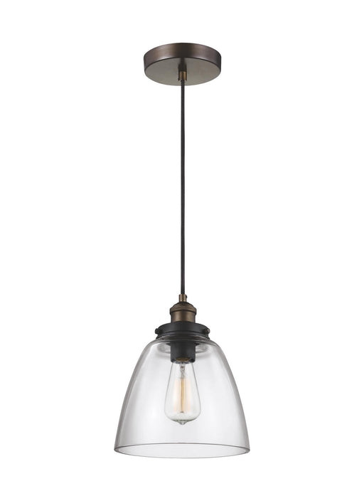 Myhouse Lighting Visual Comfort Studio - P1349PAGB/DWZ - One Light Pendant - Baskin - Painted Aged Brass / Dark Weathered Zinc