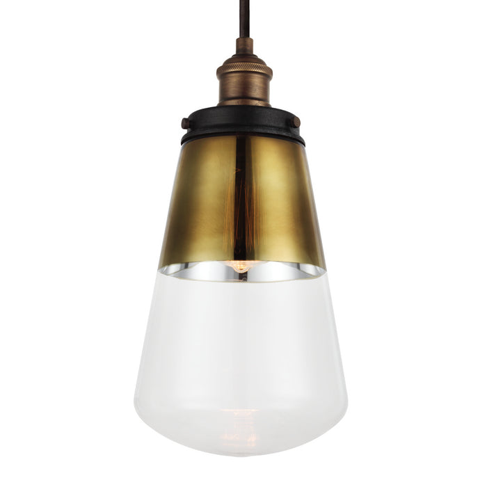 Myhouse Lighting Visual Comfort Studio - P1372PAGB/DWZ - One Light Pendant - Waveform - Painted Aged Brass / Dark Weathered Zinc