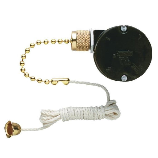 Myhouse Lighting Westinghouse Lighting - 7707500 - 3-Speed Fan Switch with Pull Chain Triple Capacitor 8-Wire Unit - Fan Switch - Polished Brass