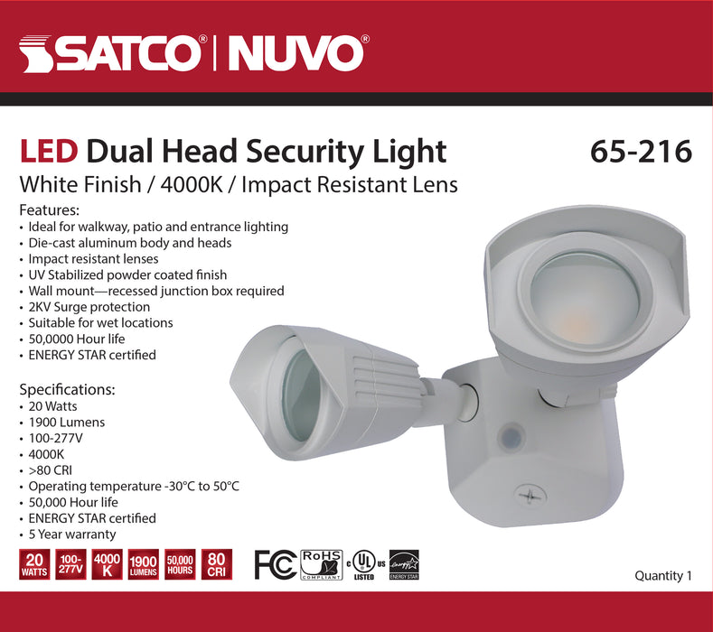 LED Dual Head Security Light in White