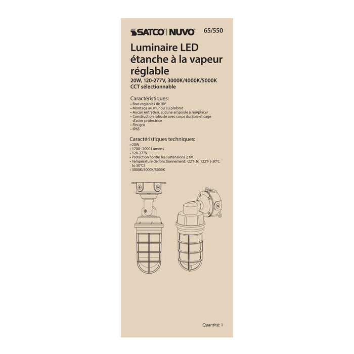 LED Adjustable Vapor Tight Fixture in Gray
