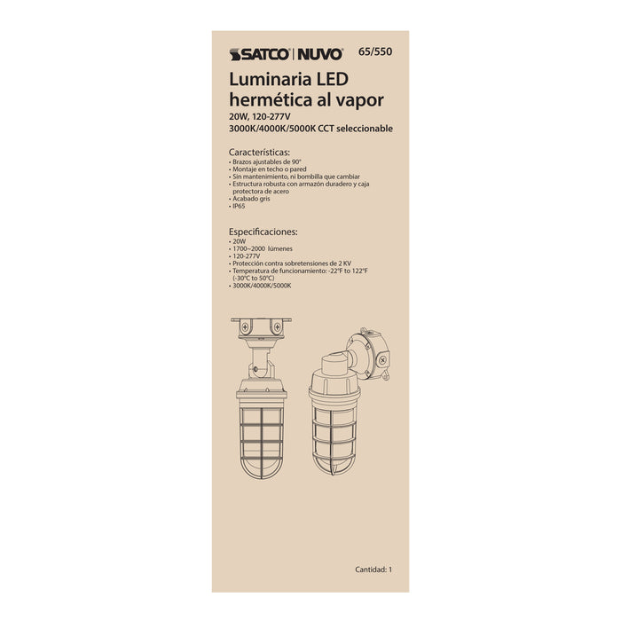 LED Adjustable Vapor Tight Fixture in Gray