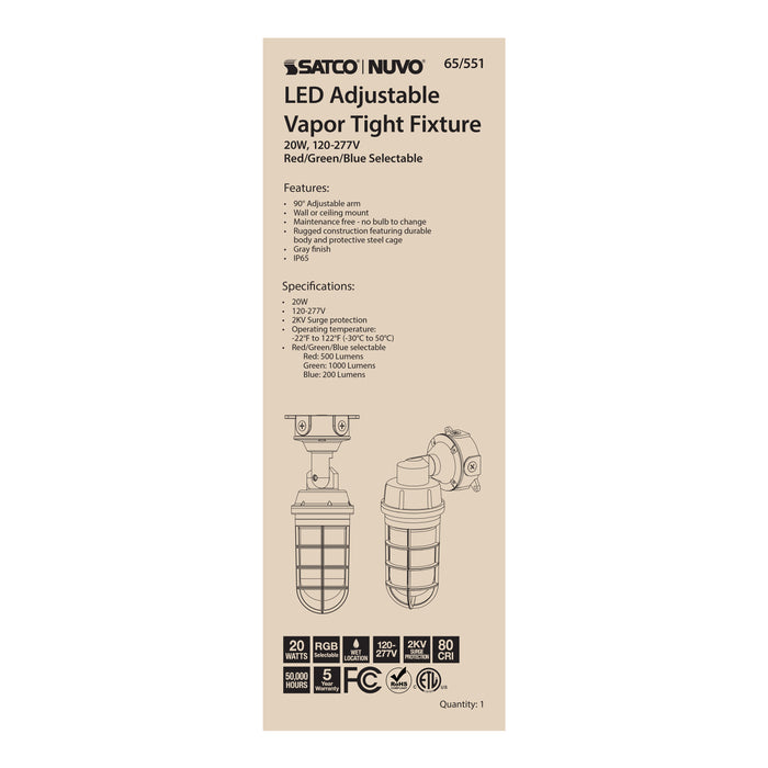 LED Adjustable Vapor Tight Fixture in Gray