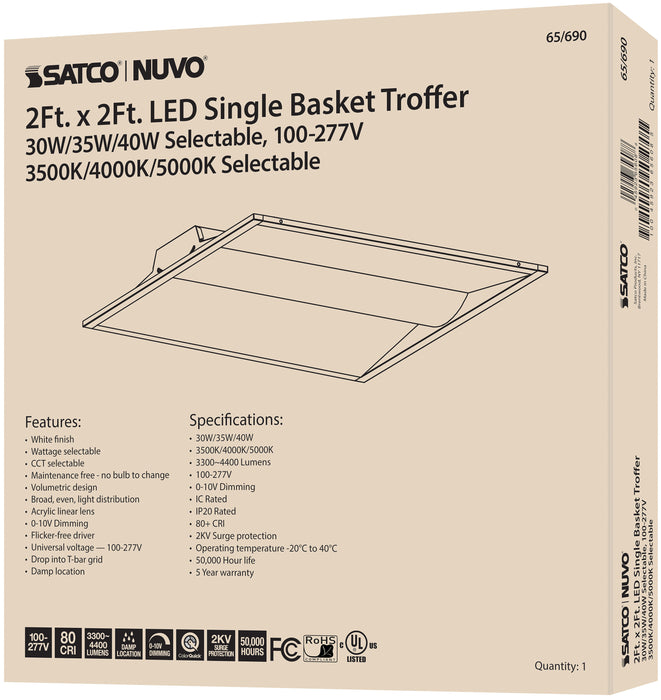 LED Troffer Fixture in White