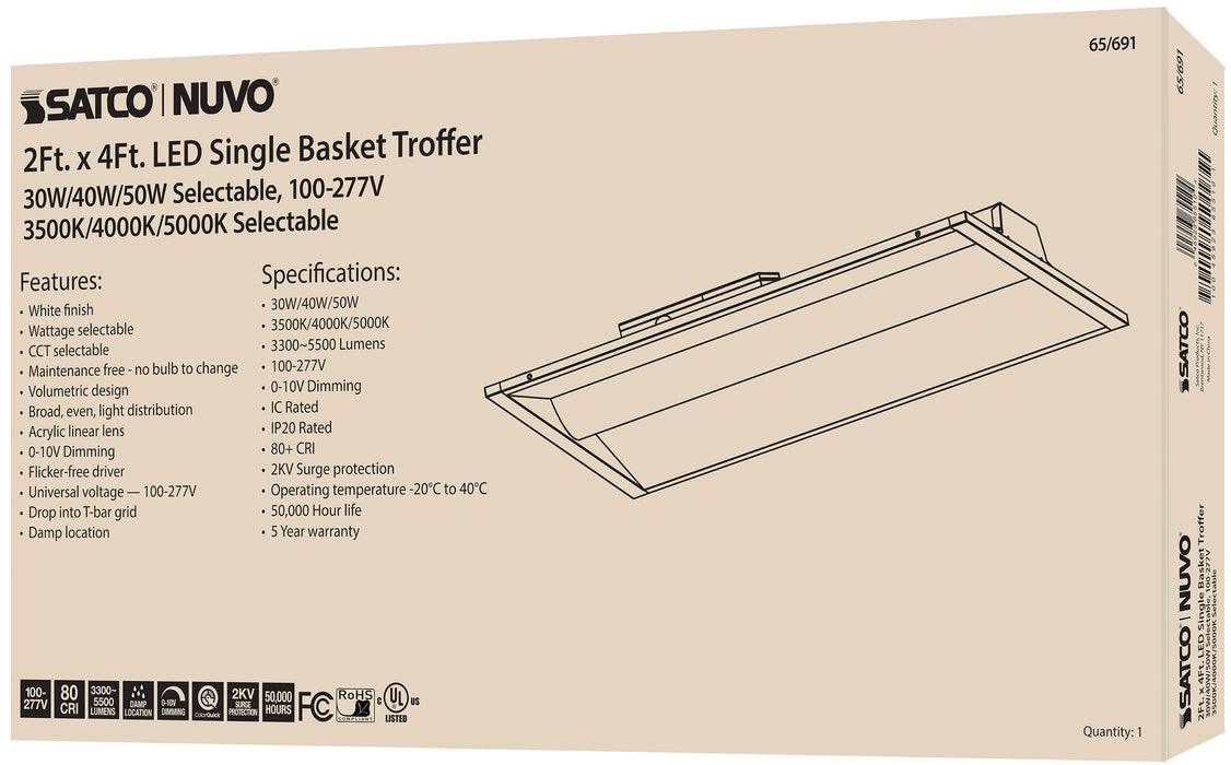LED Troffer Fixture in White