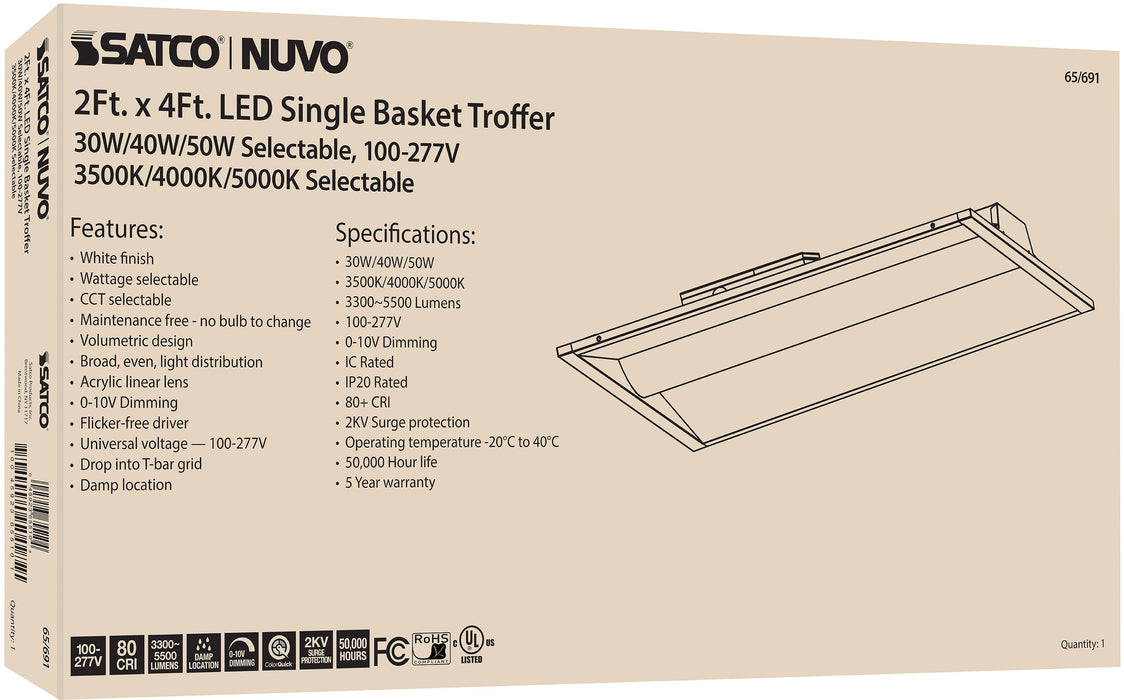 LED Troffer Fixture in White