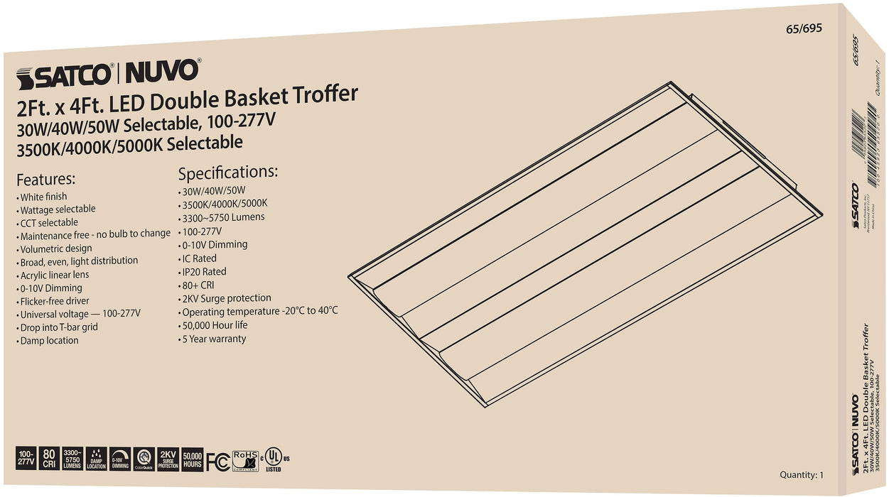 LED Troffer Fixture in White