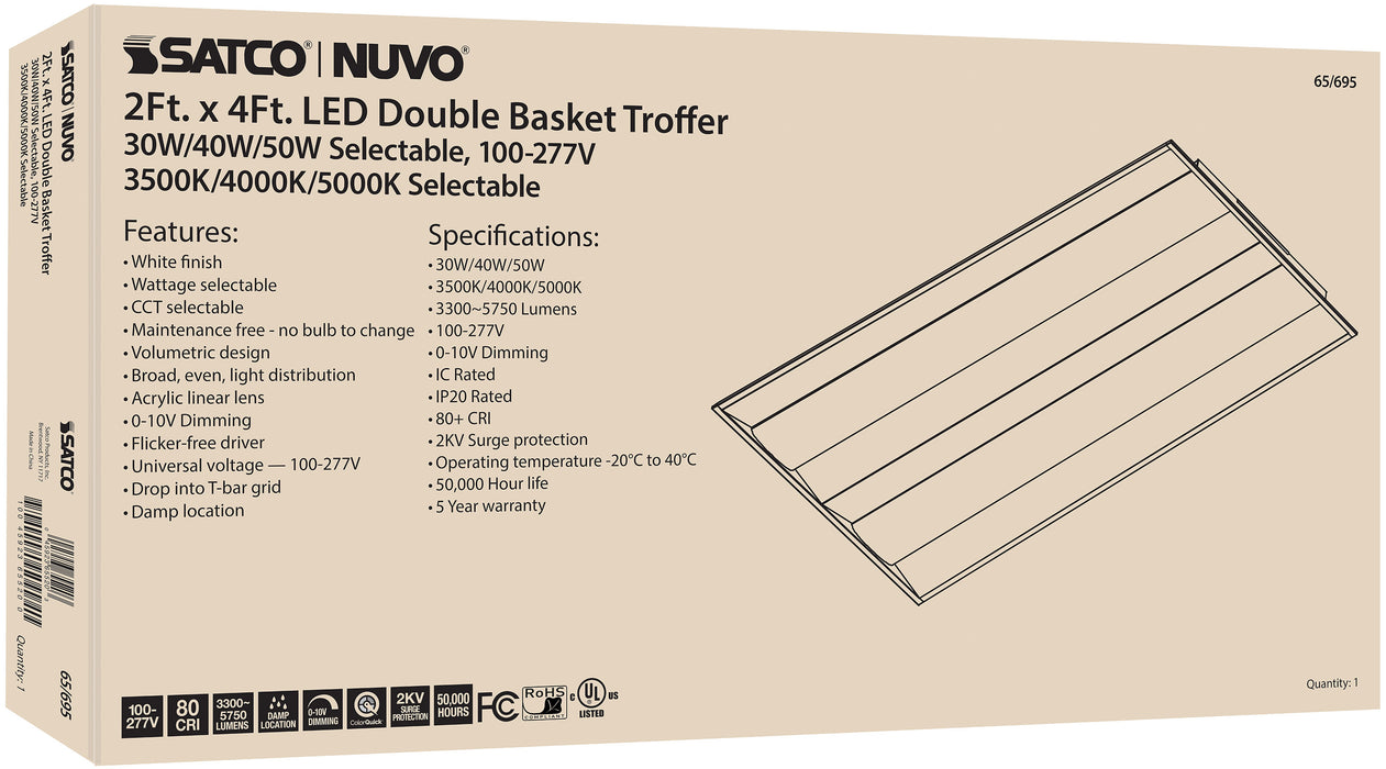 LED Troffer Fixture in White