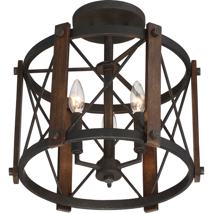 Myhouse Lighting Quoizel - BRO1715MK - Three Light Semi-Flush Mount - Baron - Marcado Black