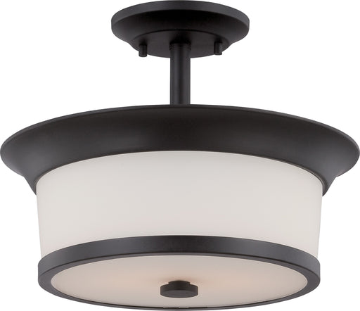 Myhouse Lighting Nuvo Lighting - 60-5550 - Two Light Semi Flush Mount - Mobili - Aged Bronze / Satin White Glass