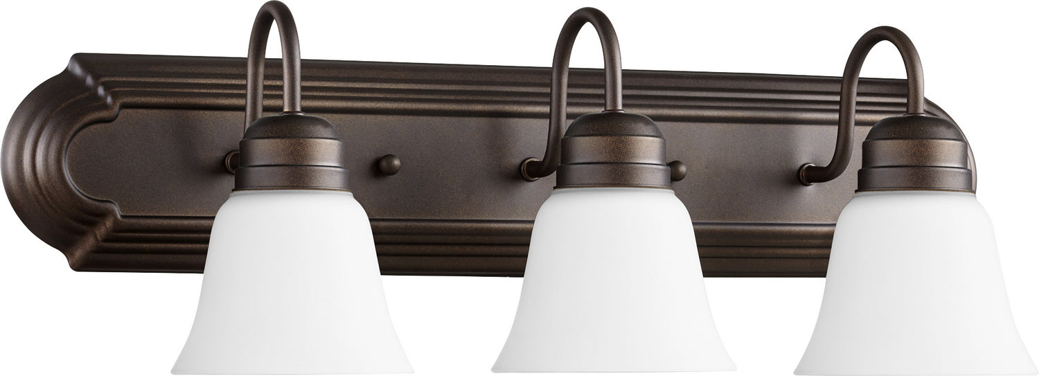 Myhouse Lighting Quorum - 5094-3-86 - Three Light Vanity - 5094 Vanities - Oiled Bronze w/ Satin Opal