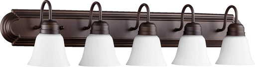 Myhouse Lighting Quorum - 5094-5-86 - Five Light Vanity - 5094 Vanities - Oiled Bronze w/ Satin Opal