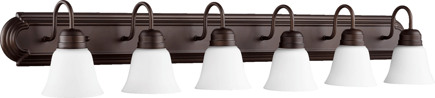 Myhouse Lighting Quorum - 5094-6-86 - Six Light Vanity - 5094 Vanities - Oiled Bronze w/ Satin Opal