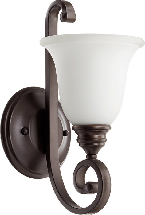 Myhouse Lighting Quorum - 5454-1-186 - One Light Wall Mount - Bryant - Oiled Bronze w/ Satin Opal