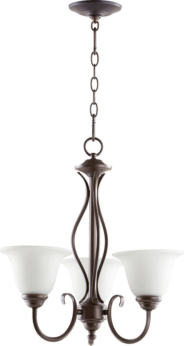 Myhouse Lighting Quorum - 6010-3-186 - Three Light Chandelier - Spencer - Oiled Bronze w/ Satin Opal