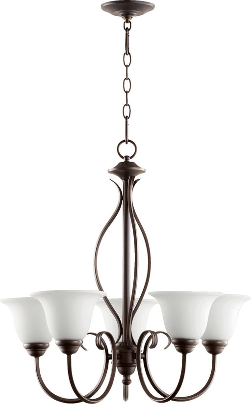 Myhouse Lighting Quorum - 6010-5-186 - Five Light Chandelier - Spencer - Oiled Bronze w/ Satin Opal