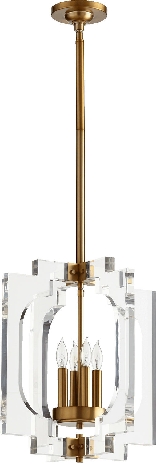 Myhouse Lighting Quorum - 605-4-80 - Four Light Pendant - Broadway - Aged Brass