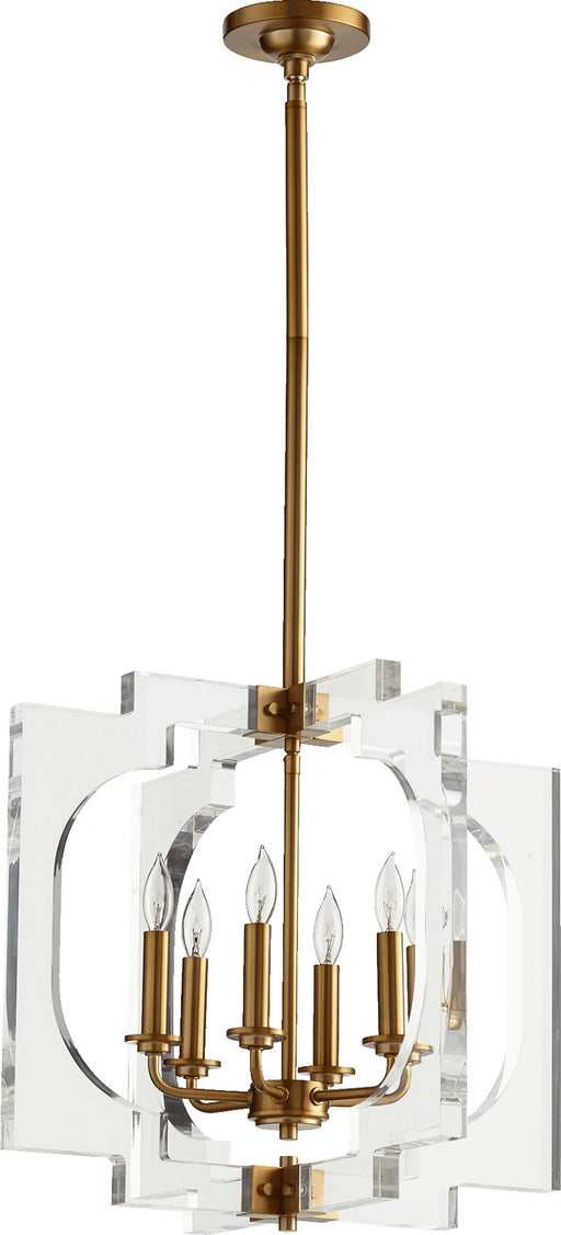 Myhouse Lighting Quorum - 605-6-80 - Six Light Pendant - Broadway - Aged Brass