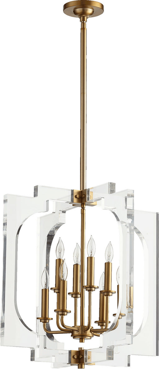 Myhouse Lighting Quorum - 605-8-80 - Eight Light Pendant - Broadway - Aged Brass