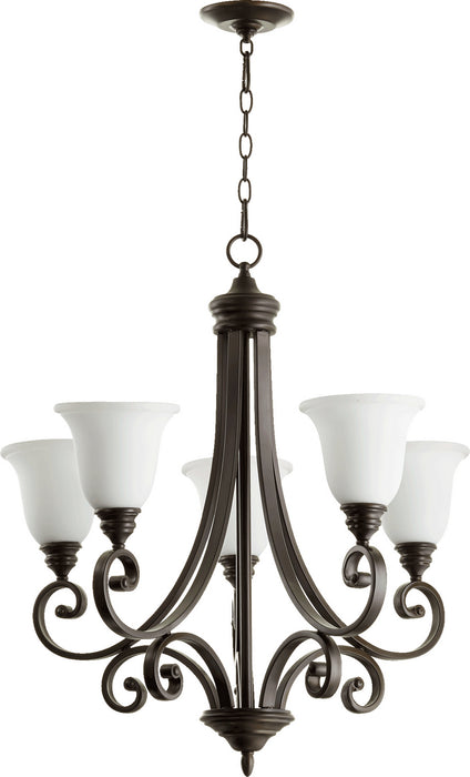 Myhouse Lighting Quorum - 6154-5-186 - Five Light Chandelier - Bryant - Oiled Bronze w/ Satin Opal