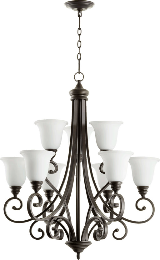 Myhouse Lighting Quorum - 6154-9-186 - Nine Light Chandelier - Bryant - Oiled Bronze w/ Satin Opal